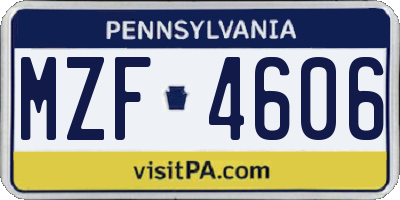 PA license plate MZF4606