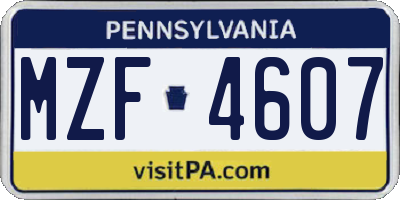 PA license plate MZF4607
