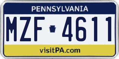 PA license plate MZF4611
