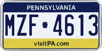 PA license plate MZF4613