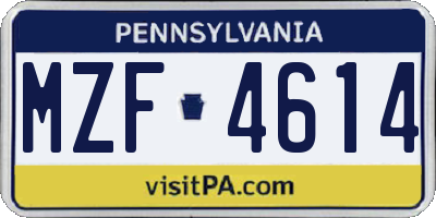 PA license plate MZF4614