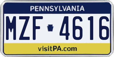 PA license plate MZF4616