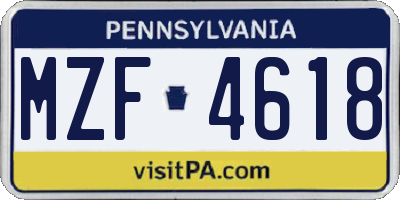 PA license plate MZF4618