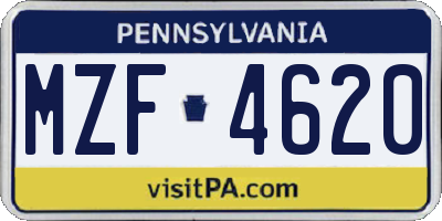 PA license plate MZF4620