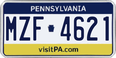 PA license plate MZF4621