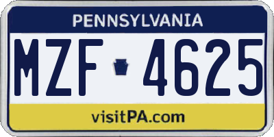 PA license plate MZF4625
