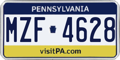 PA license plate MZF4628