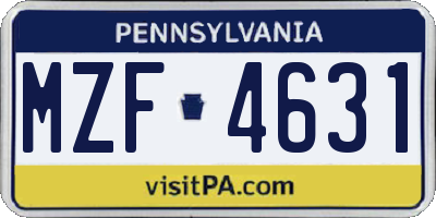 PA license plate MZF4631