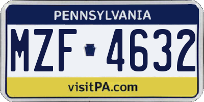 PA license plate MZF4632