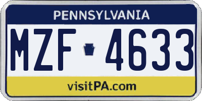 PA license plate MZF4633
