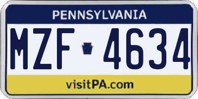 PA license plate MZF4634