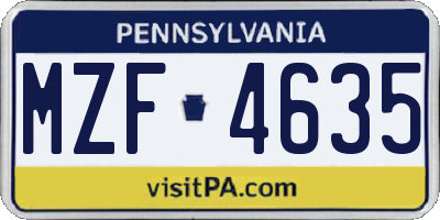 PA license plate MZF4635