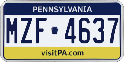 PA license plate MZF4637