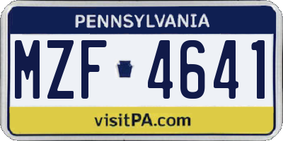 PA license plate MZF4641