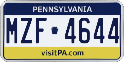 PA license plate MZF4644