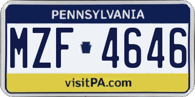 PA license plate MZF4646