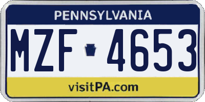 PA license plate MZF4653