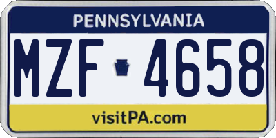 PA license plate MZF4658