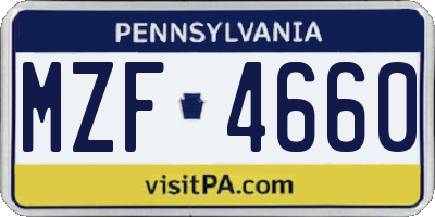PA license plate MZF4660