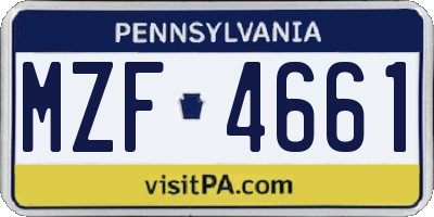 PA license plate MZF4661
