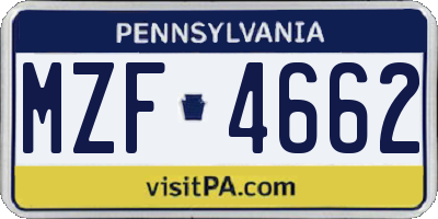 PA license plate MZF4662
