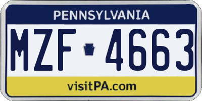 PA license plate MZF4663