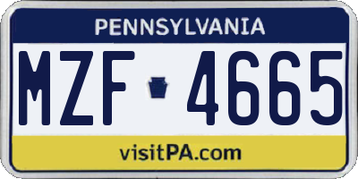PA license plate MZF4665