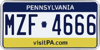 PA license plate MZF4666