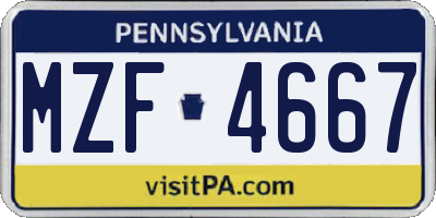 PA license plate MZF4667