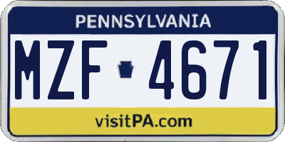 PA license plate MZF4671