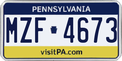 PA license plate MZF4673