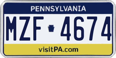 PA license plate MZF4674