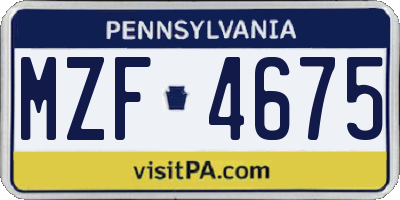 PA license plate MZF4675