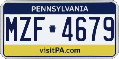 PA license plate MZF4679