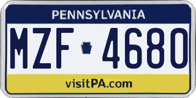 PA license plate MZF4680