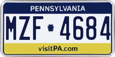 PA license plate MZF4684