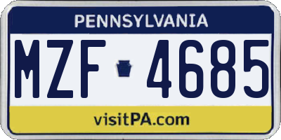 PA license plate MZF4685