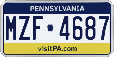 PA license plate MZF4687