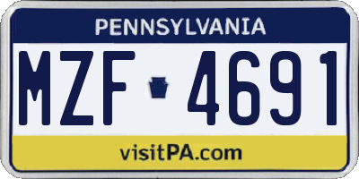 PA license plate MZF4691
