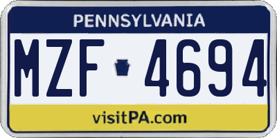 PA license plate MZF4694