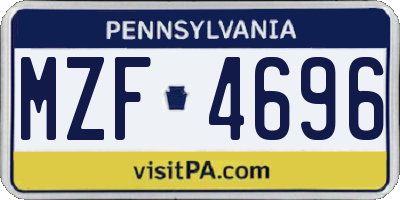PA license plate MZF4696