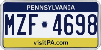 PA license plate MZF4698