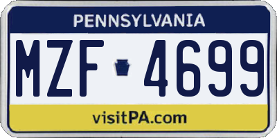 PA license plate MZF4699