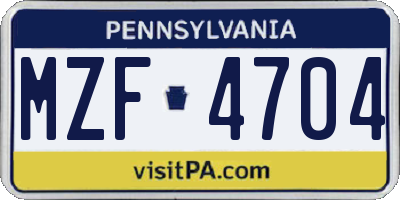 PA license plate MZF4704