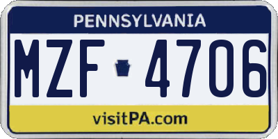 PA license plate MZF4706