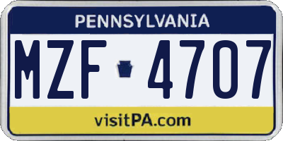 PA license plate MZF4707