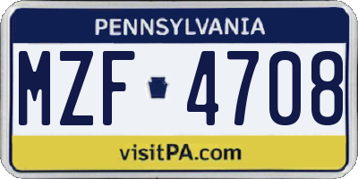 PA license plate MZF4708