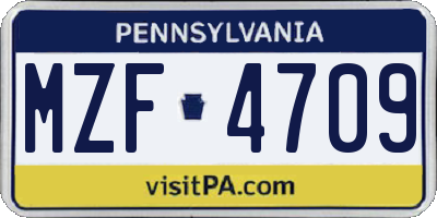 PA license plate MZF4709