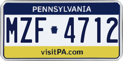 PA license plate MZF4712