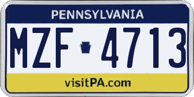 PA license plate MZF4713